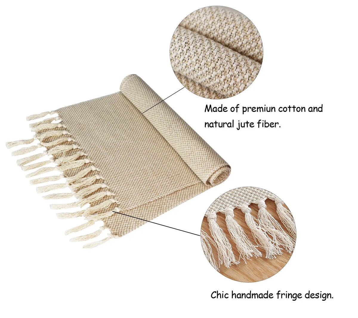 Embroidered Beige Linen Table Runner for Dining Room Decor - view 3