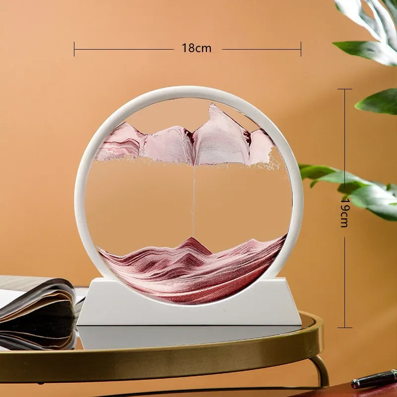 Glass hourglass 3d sand landscape in motion artistic decoration - D-Coffee (7 inches)