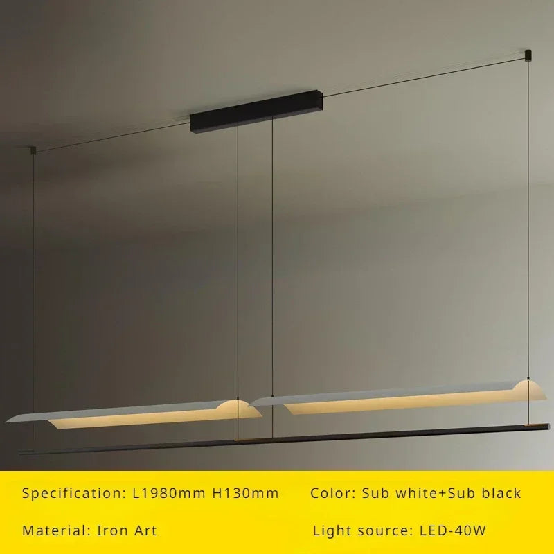 Modern hanging chandelier Nordic lighting design long and simple - L1980mm H130mm / Cool Light