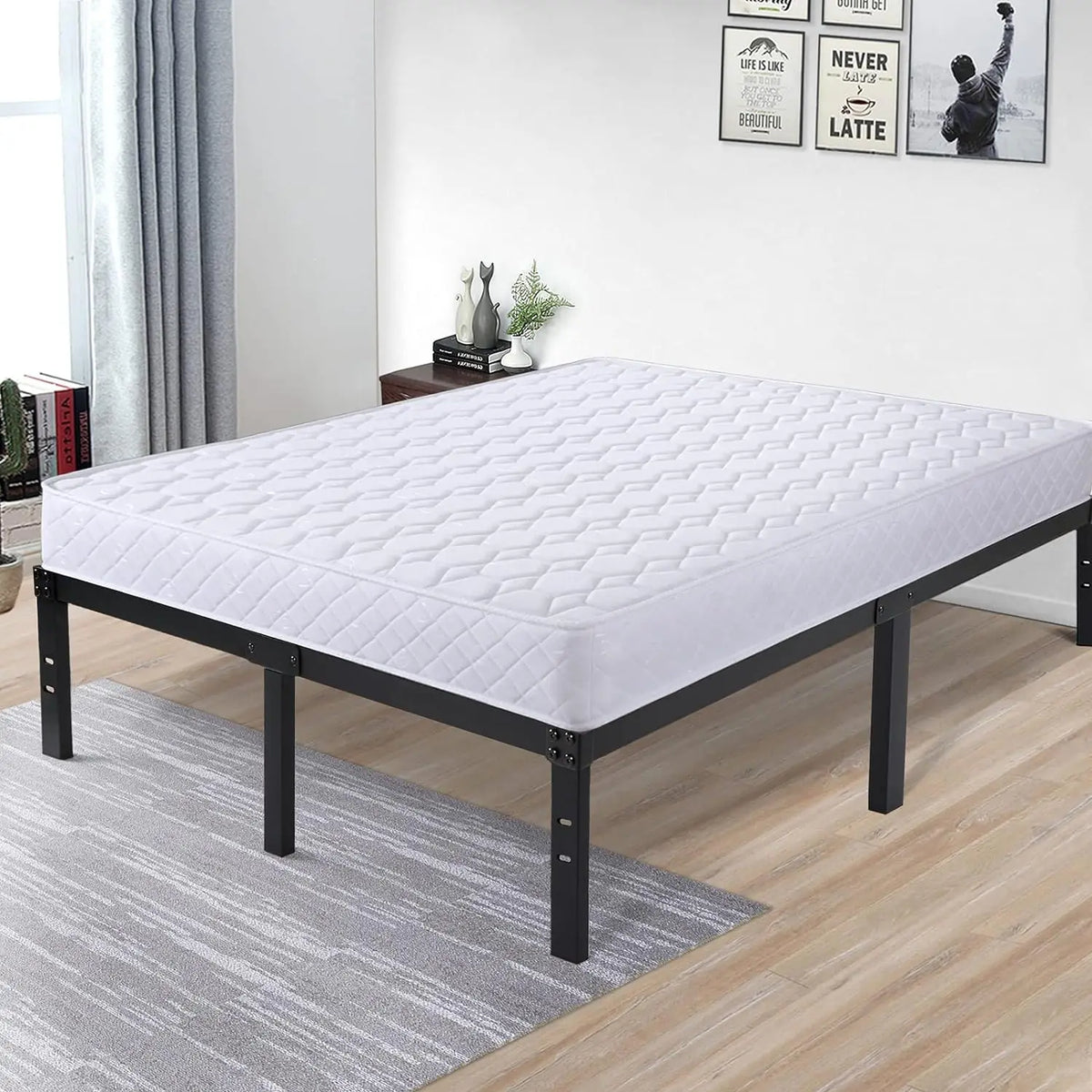 DDPNKL Metal Bed Frame 16 Inch, Heavy Duty Bed Frame with Wooden Slats, 16 Inch Mattress Foundation/No Box Spring Needed - view 6
