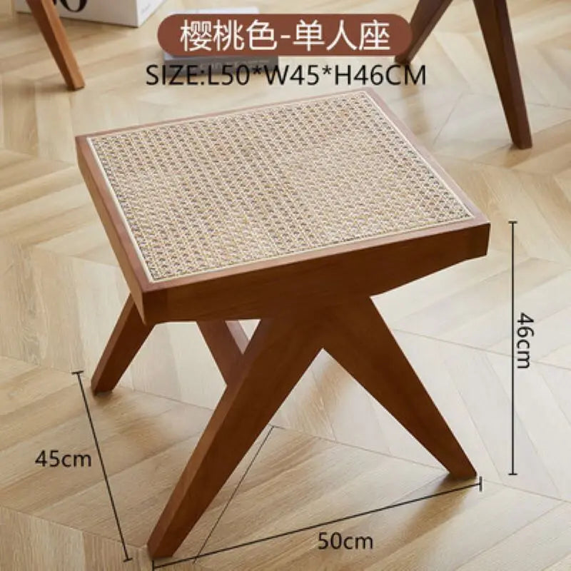 True Nordic style rattan stool for changing shoes - C