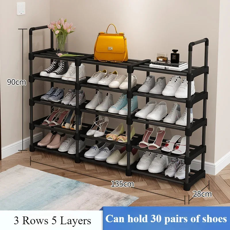 Multilayer shoe shelf metal space gain - 3 Rows 5 Layers