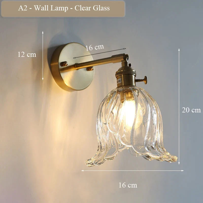 Modern wall sconce in glass and vintage brass adjustable - A2 / Bulb Not Included