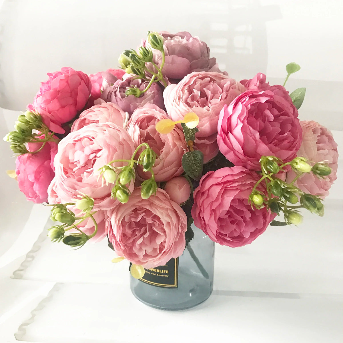 Bouquet of artificial peonies for interior wedding decoration