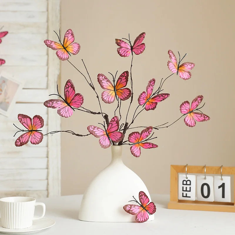 Artificial butterfly flower branch for creative decoration and wedding