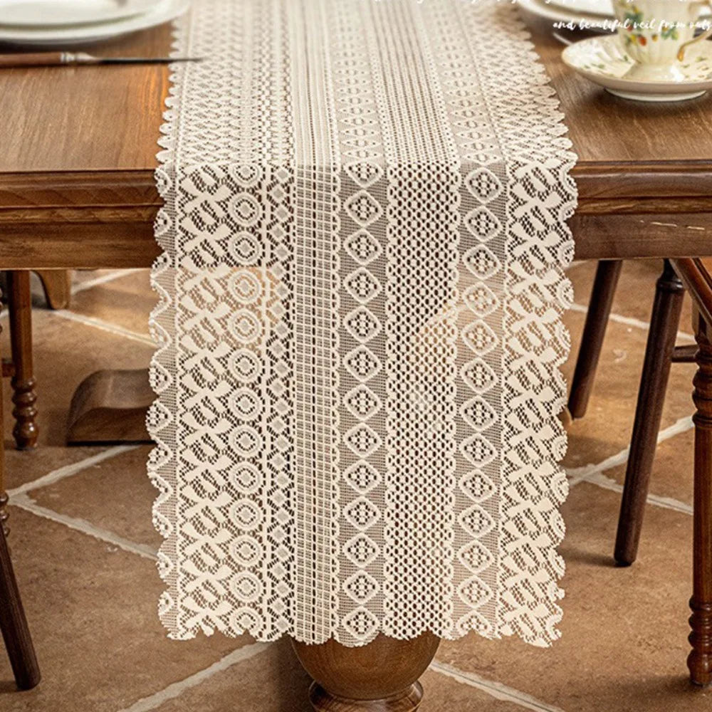 Lace table runner openwork vintage style romantic - view 5
