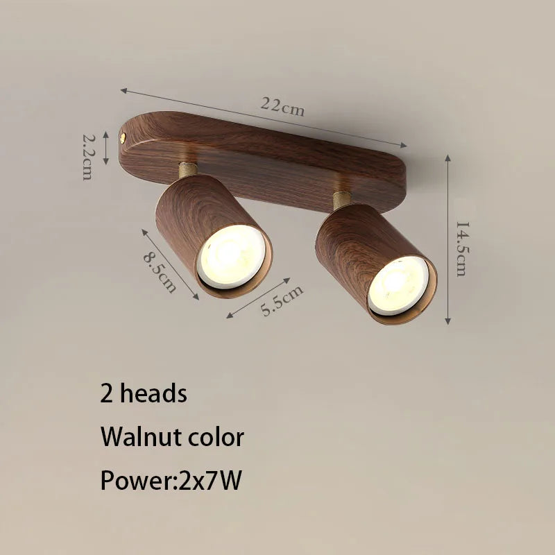 Projecting led spot with replaceable bulb and adjustable heads - 2 walnut heads / 3000K