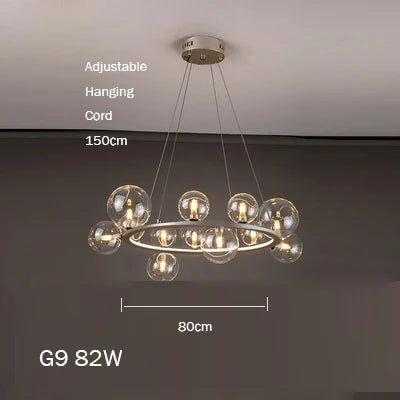 Glass chandelier with modern design with artistic bubbles - White light / Dia80D