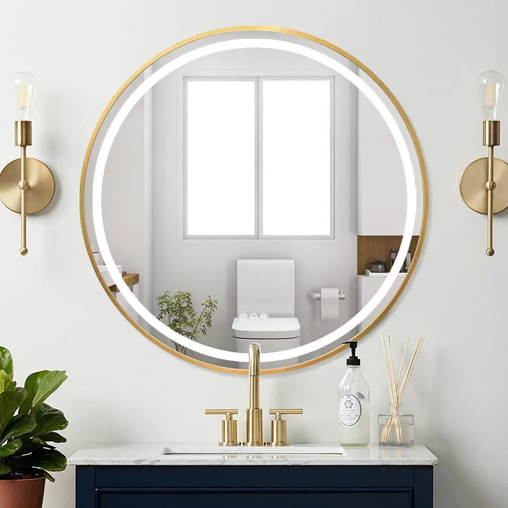 Round light mirror with variable intensity and anti-fog - 60 cm (24 Inches) Gold
