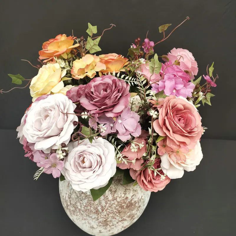 Bouquet of silk rose wines for wedding decoration and garden - view 3