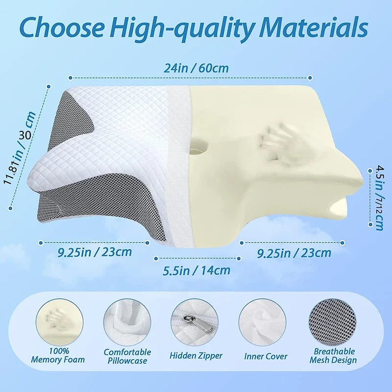 1pc Memory Foam Cervical Pillow, 2 in 1 Ergonomic Contour Orthopedic Pillow for Neck Pain, Contoured Support Pillows,Neck Pillow - view 3