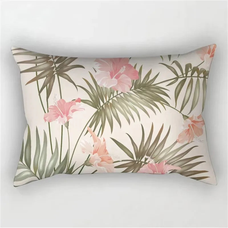 Soothing Tropical Green Leaves Throw Pillow Cover 30x50cm