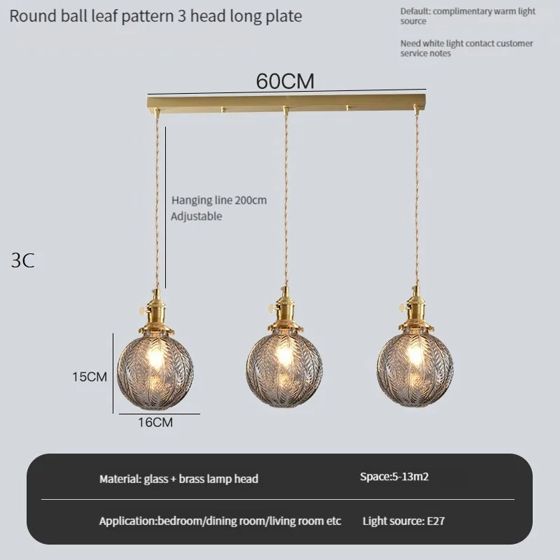 Vintage pendant light with crystal glass switch and shade - 3 C Long / Warm White / 4 W (max. 100 W)
