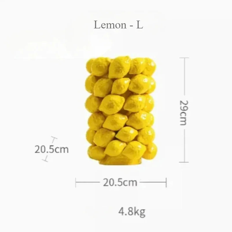 Ceramic Vase,Lemon Tomato Modern Simple Style Indoor Wedding Table Decoration,Creative Home Decorative Flower Arrangement - Lemon - L