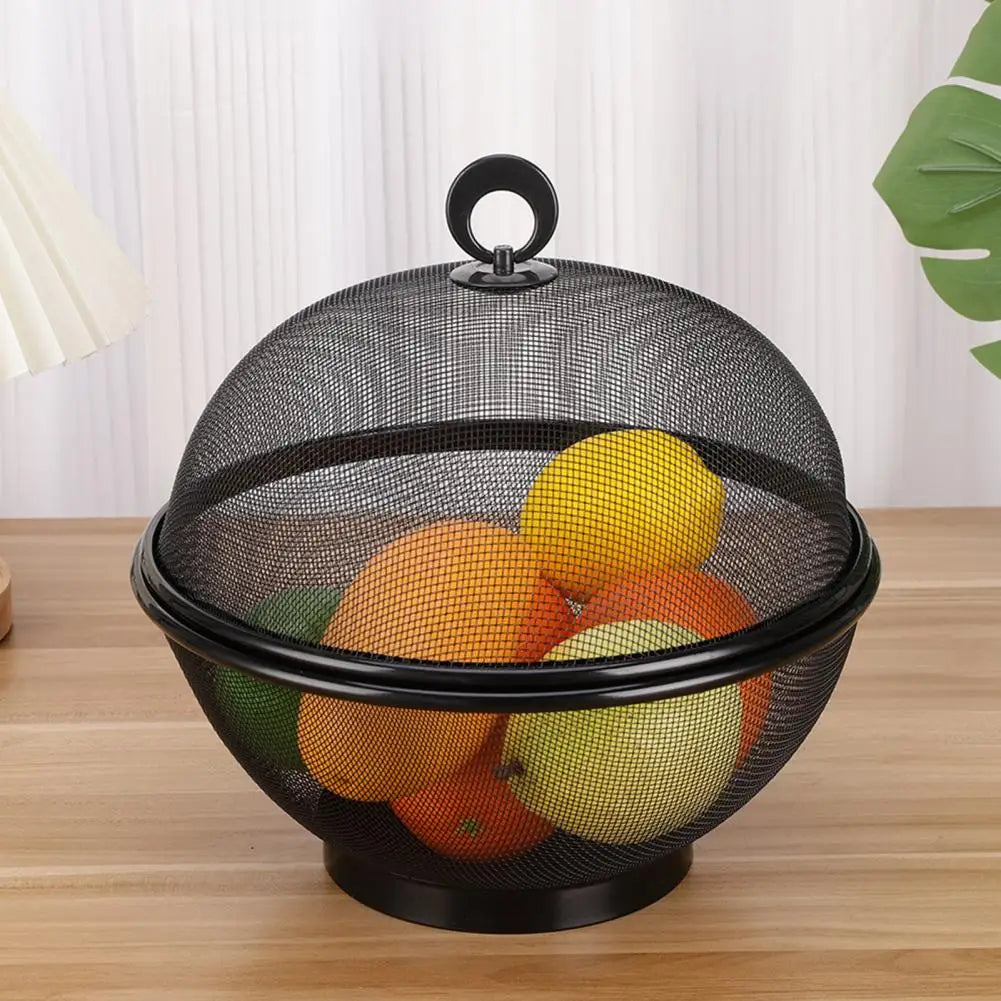 Mesh fruit basket with anti fly cover in stainless steel