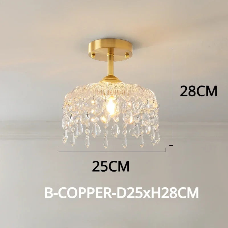 Vintage chandelier in crystal led elegant floral design - B-Copper-D25xH28cm