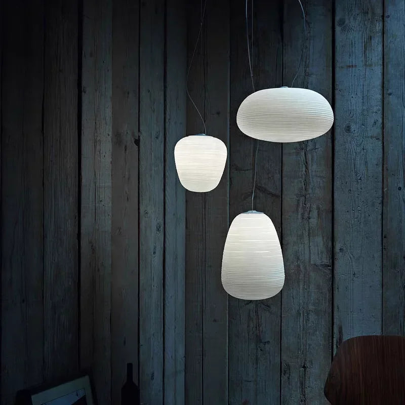 Modern Japanese style glass led pendant light for elegant interior - view 5