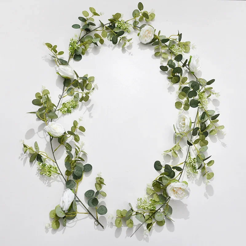 Simulation of pink green plant in artificial floral silk decoration - New Rose with Fruit