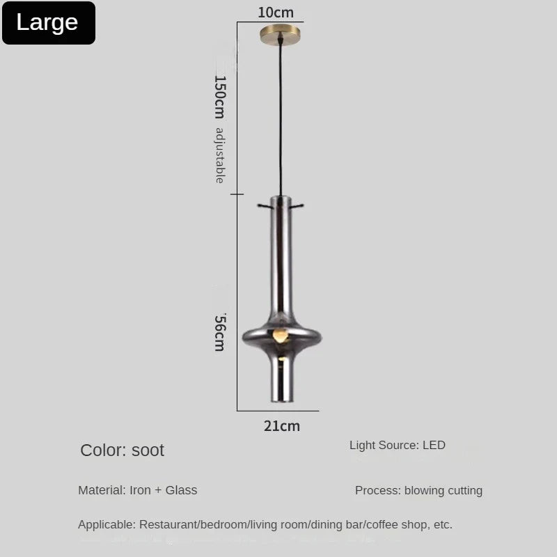 Glass light fixture with bamboo seal artistic design for various spaces - Smoked Grey-56cm / Warm White