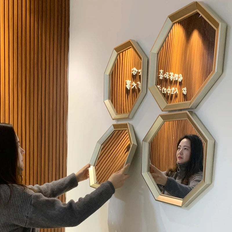 Metal hexagonal decorative mirrors for aesthetic decoration - view 3