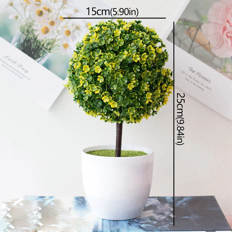 Bonsai artificial tree with flowers for interior decoration - Yellow / 15cm x 25cm