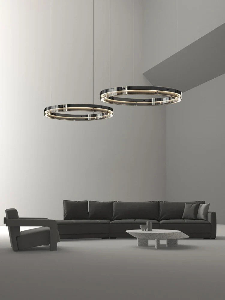 Circular pendant light in glass design modern and minimalist - view 4