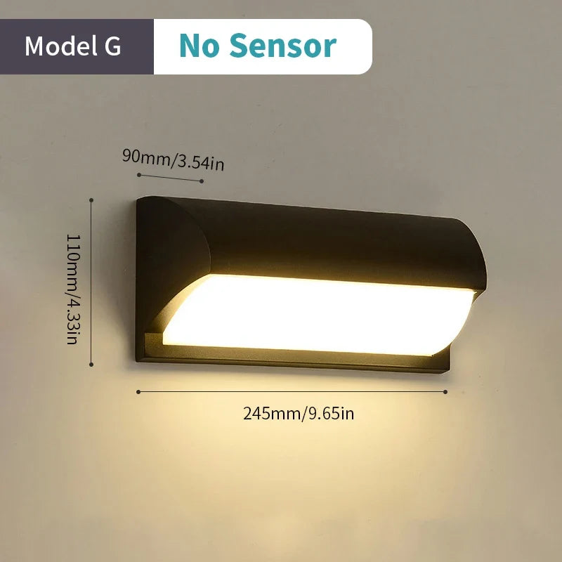 Outdoor led wall sconce with automatic motion sensor - ModelG NO Sensor / Warm white / AC85-265V