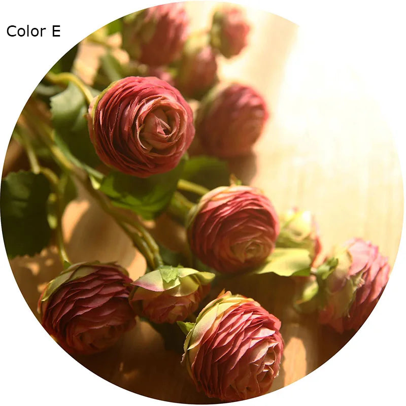 Artificial flowers in pink silk and renuncles for wedding decoration - E 1 PIECES