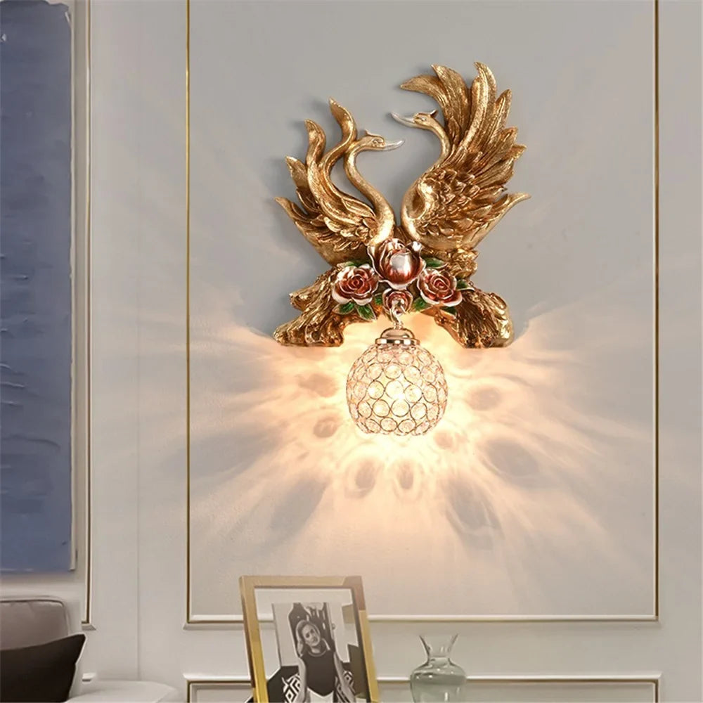 Led wall sconce in swan resin creative and modern decoration - view 6