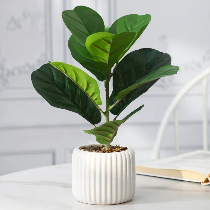 Fake ficus artificial tree tropical plastic plant for interior decoration