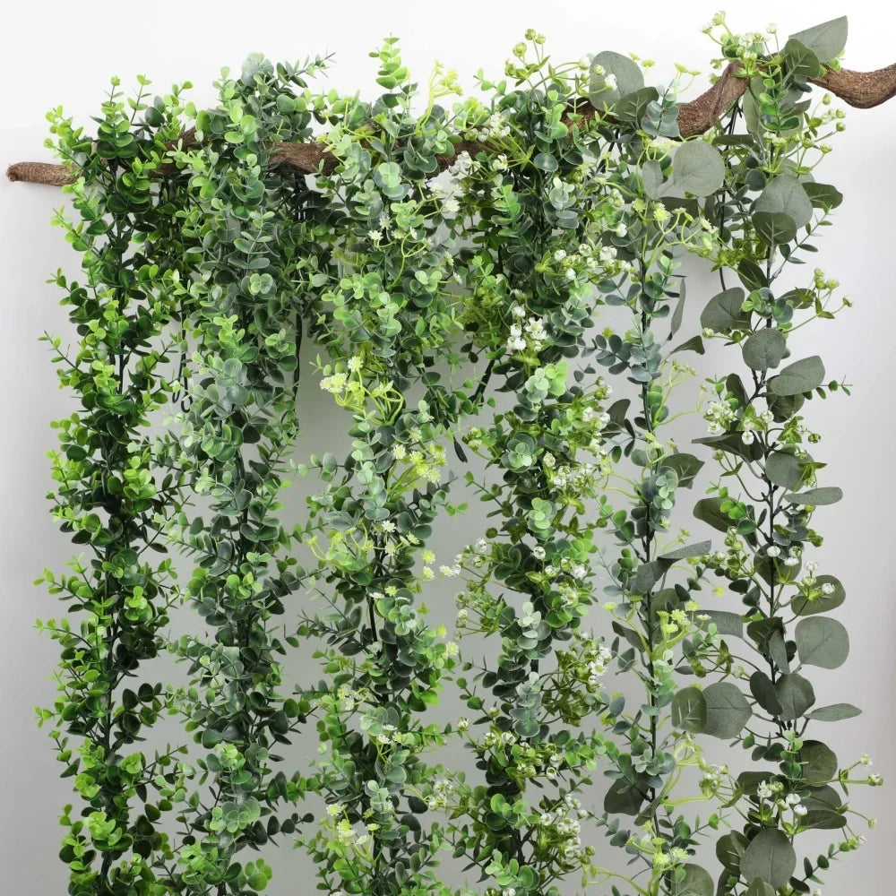 Wedding decoration plants suspended in artificial vines - view 2