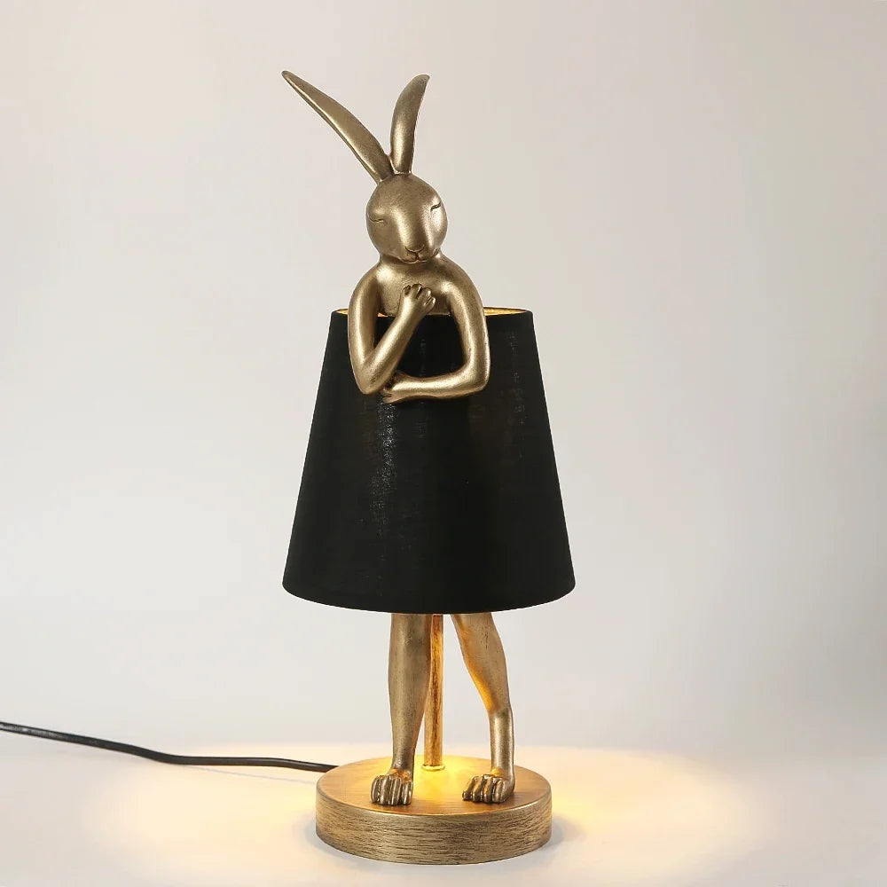 Rabbit desk lamp in retro design resin for interior decoration - Black 40cm