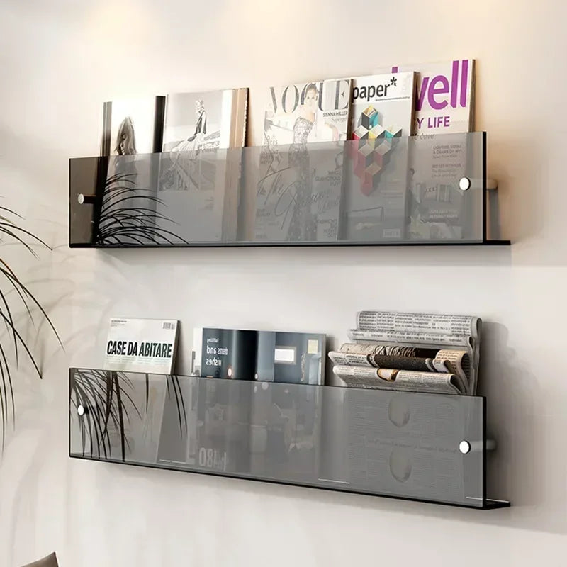 Transparent acrylic wall shelf for various storage - Gray 40cm