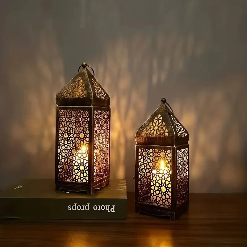 1pc Middle East Arab vintage metal Wind lights lantern candle holder table top home decor accessories, no candle
