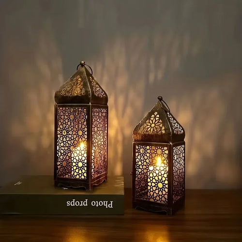 1pc Middle East Arab vintage metal Wind lights lantern candle holder table top home decor accessories, no candle