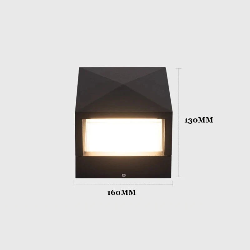 (WECUS) Nordic Garden Villa Pillar Light, Outdoor Courtyard Wall Light, Outdoor Waterproof Landscape Lawn Light - style 1 / Sand black / CHINA|warm light 12W