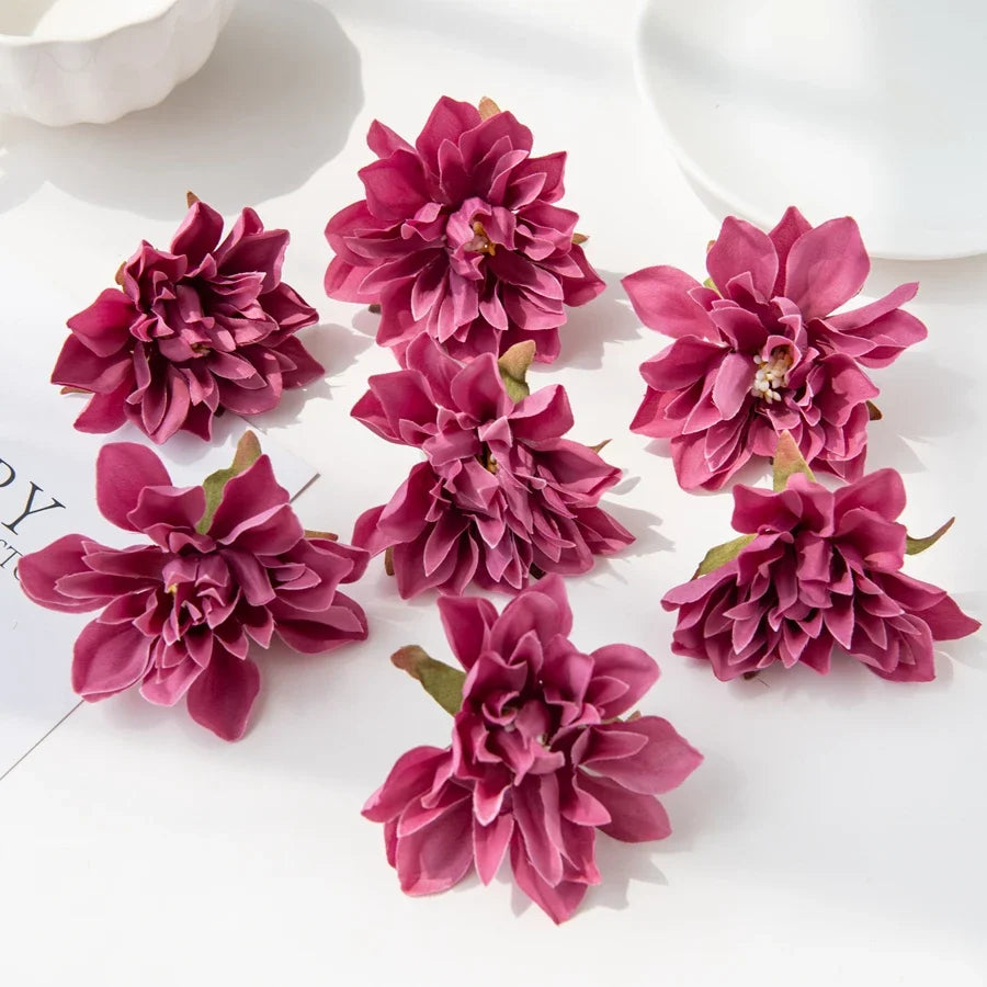 Set of 20 silk wall flowers for varied decoration - Red Pink / 10 Pieces