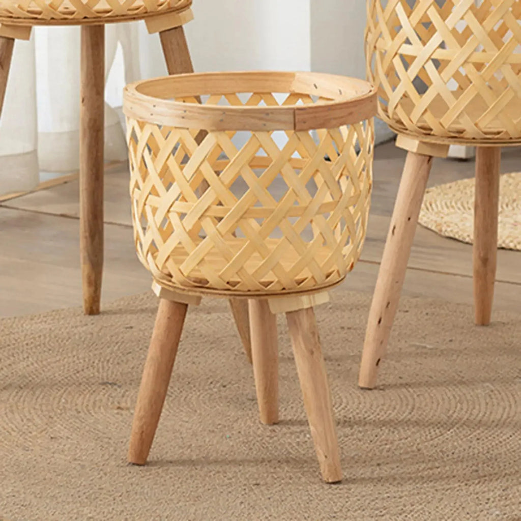 Braided rattan flower holder for interior decoration - view 4
