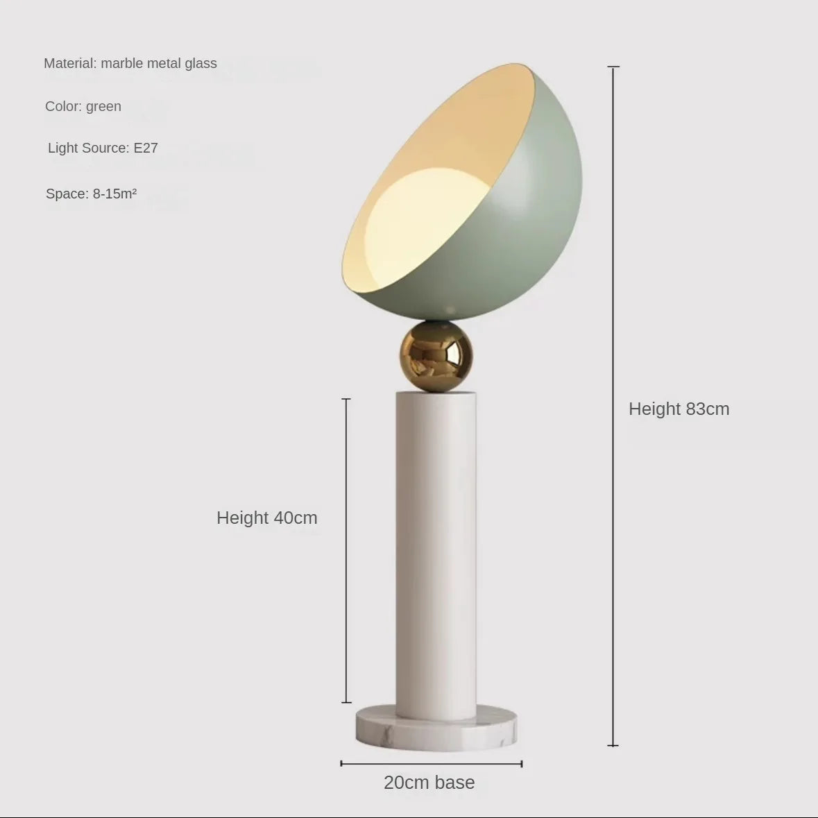 Minimalist bedside lamp for modern and elegant interior - 3 modifiables / Green-83cm