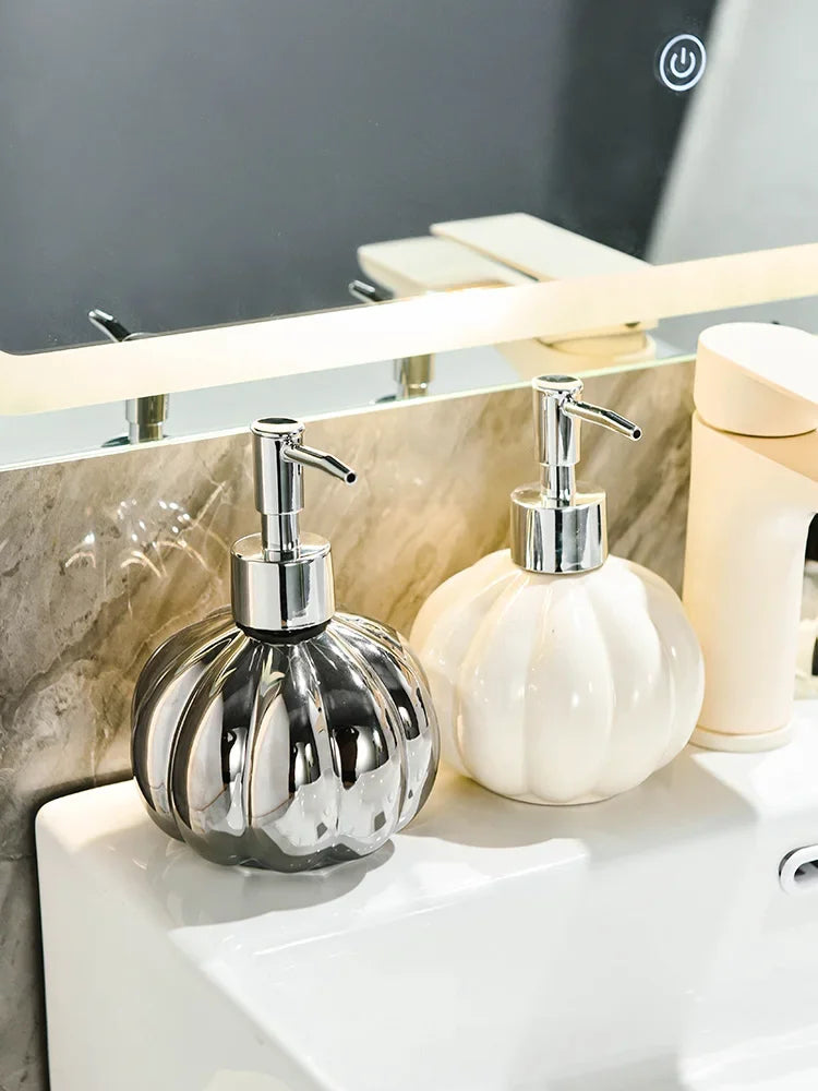 Ceramic lotion dispenser for shower gel and shampoo