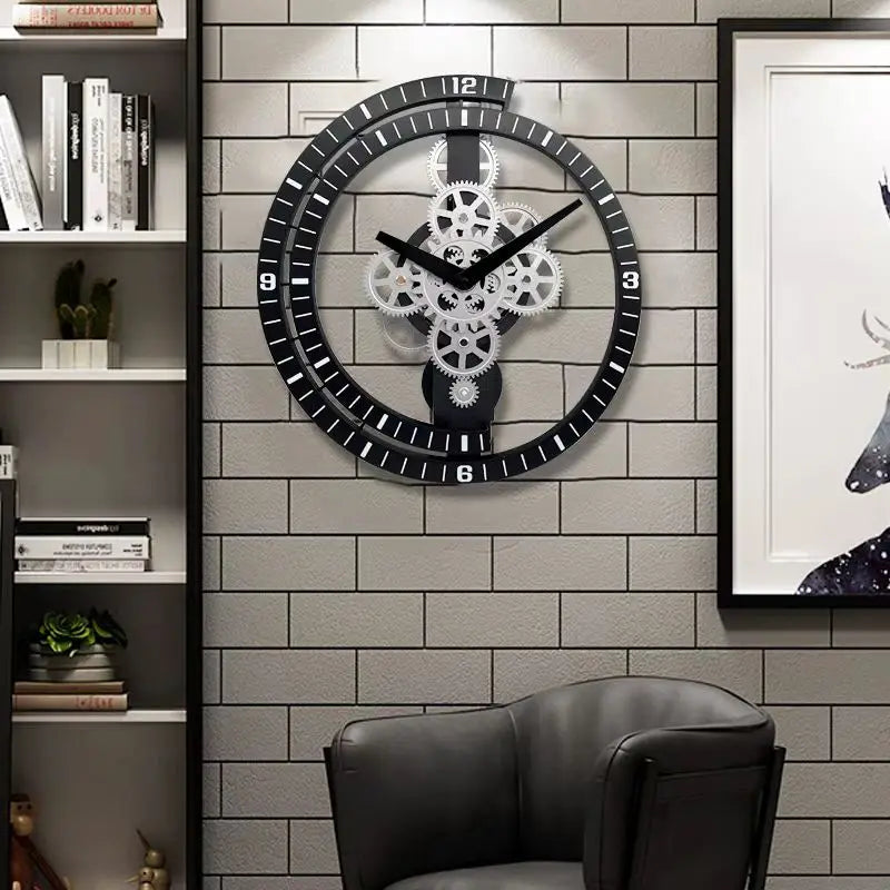 Industrial Gear Rotating Wall Clock, Silent Clock, Modern Design,Home Living Room,European Office Art Wall Decoration Horologe - view 4
