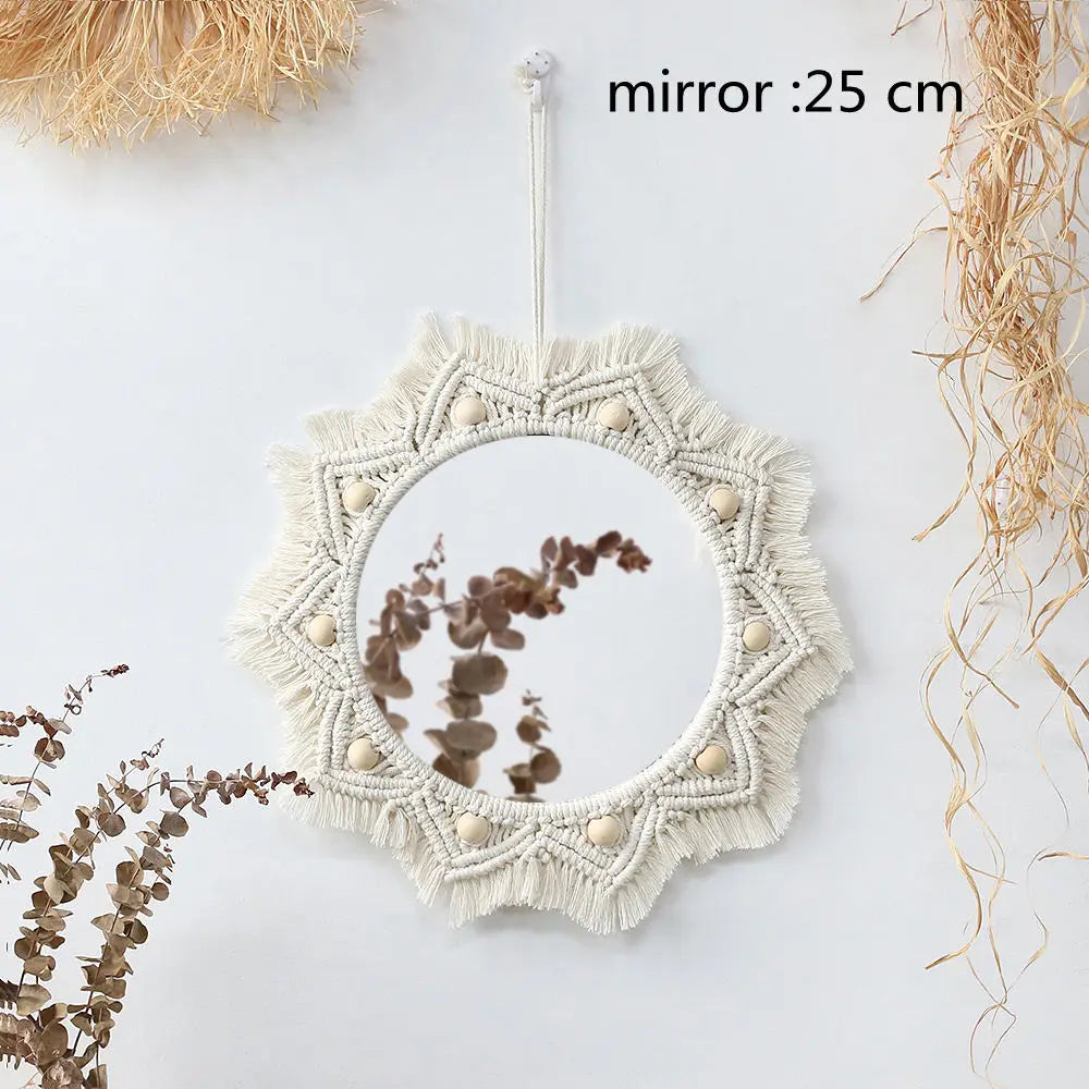 Wall mirror in macrame interior decoration bohemian style - Miroir mural M0801