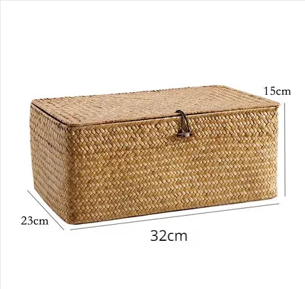 Woven sea-sink storage basket with lid - XL 32CM