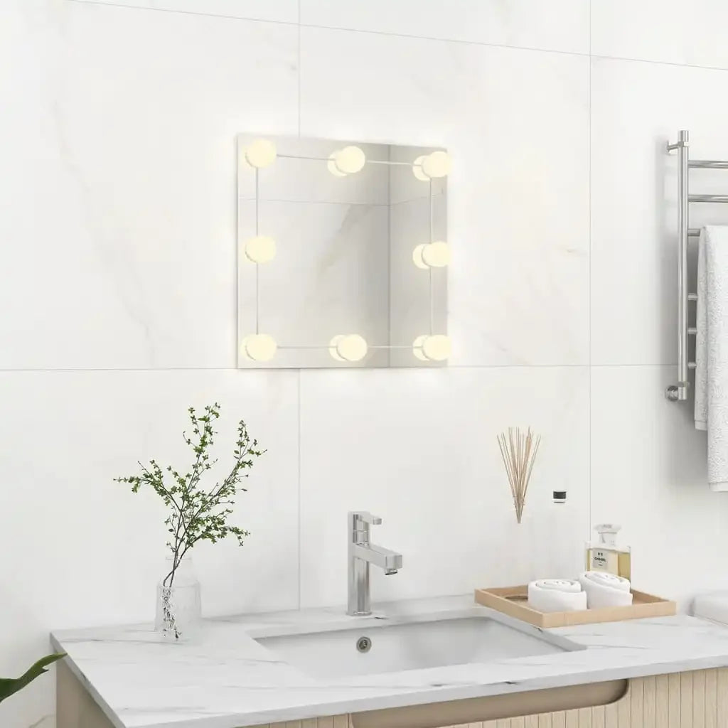 Square wall mirror with led lights for interior decoration - view 6