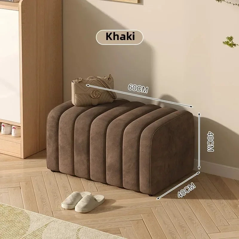 Modern design shoe bench with soft and comfortable footrest - Khaki Length 60CM