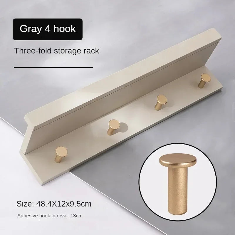 Wooden wall coat holder for creative and practical storage - Gray 4 Hooks