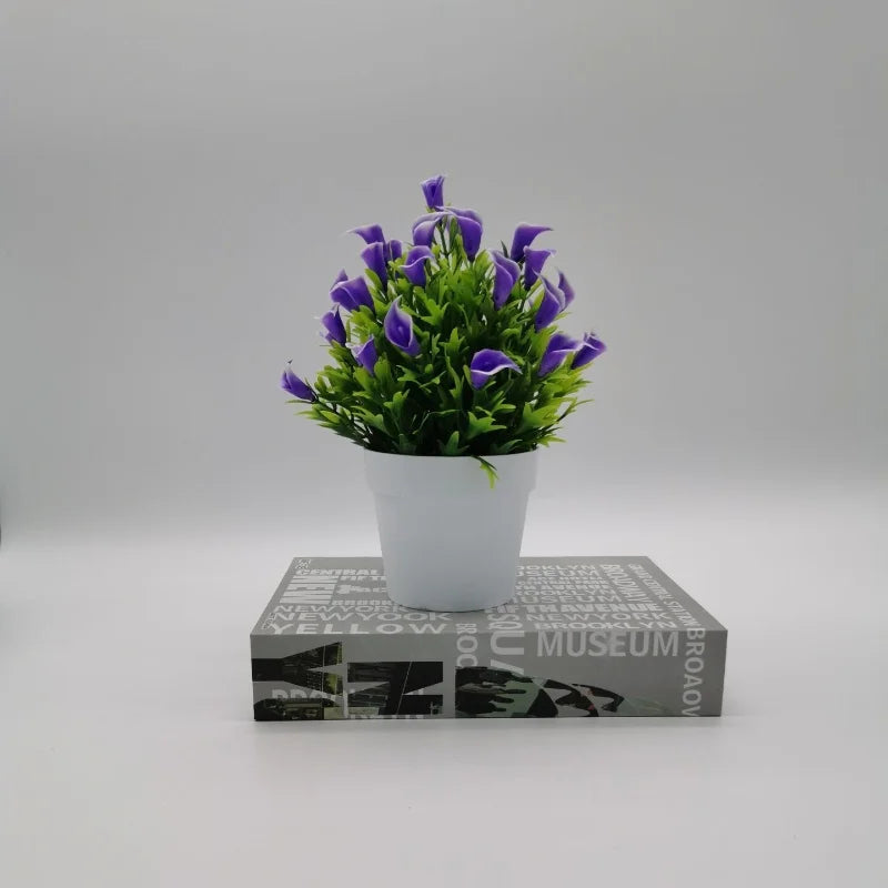 Artificial plant bonsai flower pot interior and exterior decoration - Purple