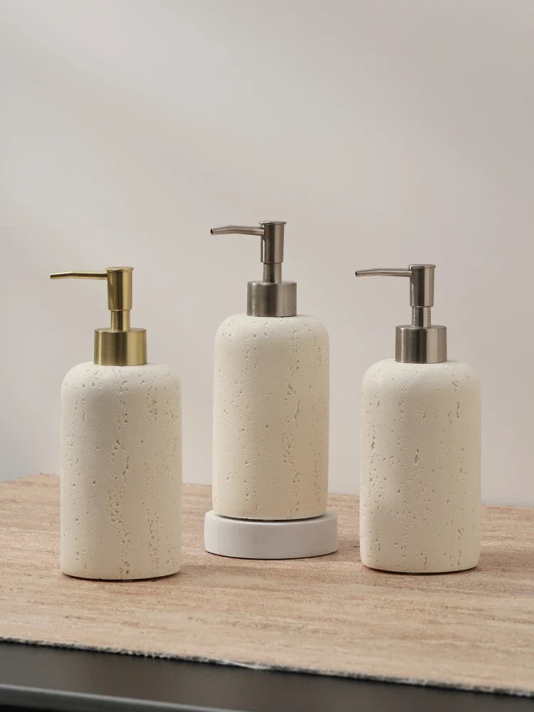 Ahunderjiaz Wabi-Sabi Style Push Bottle, Marble Shower Gel Dispenser Bottle, Light Luxury Bathroom Tabletop Decoration, Home Dec - view 2
