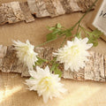 Set of 4 artificial decorative silk dahlia branches - White