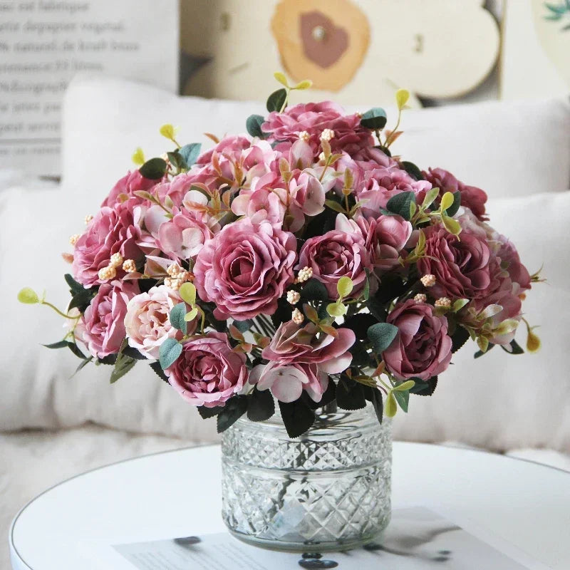 Bouquet of pink silk peonies for interior decoration - view 3
